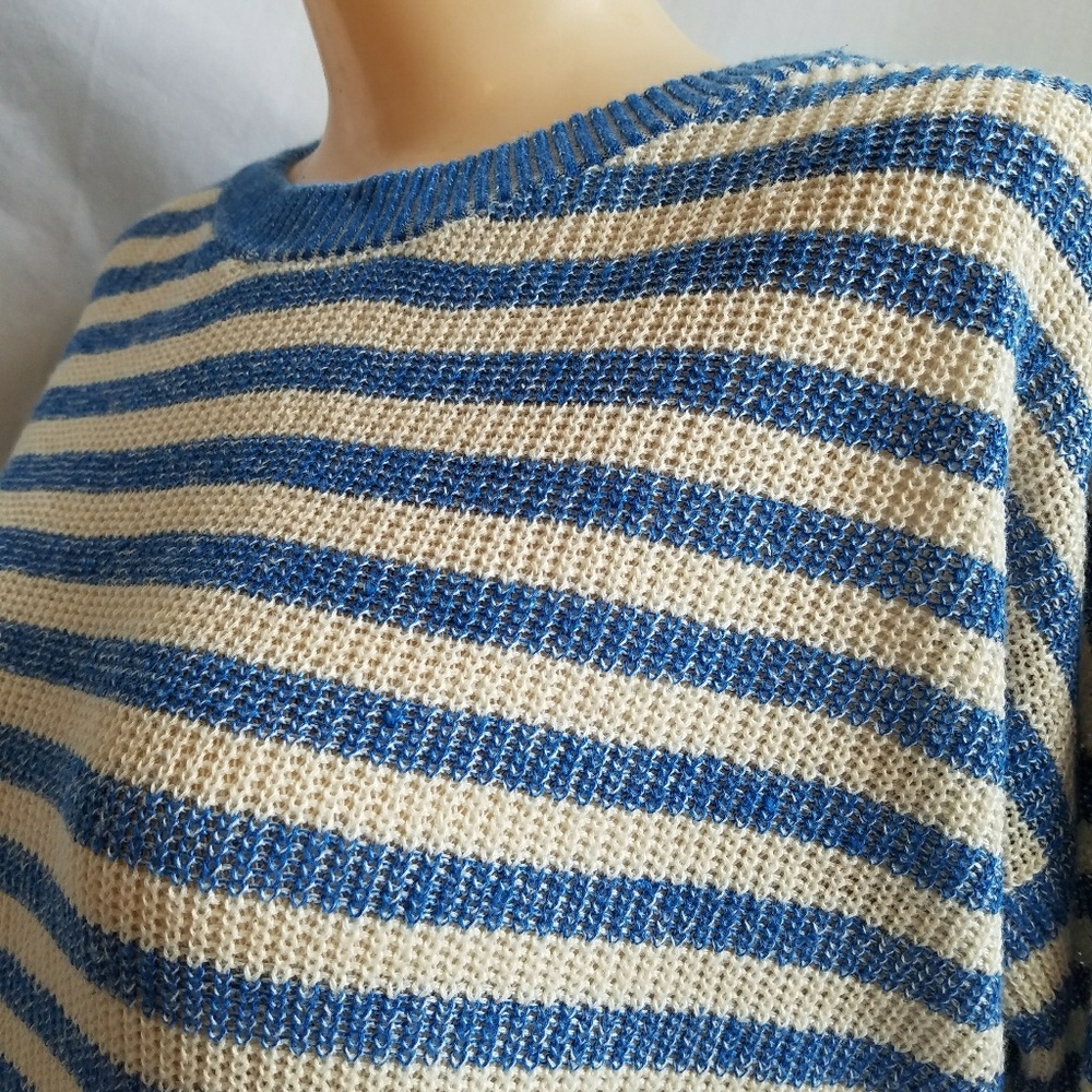 J. Crew Stripped Blue Lightweight Knit Sweater XXS - Picture 7 of 8